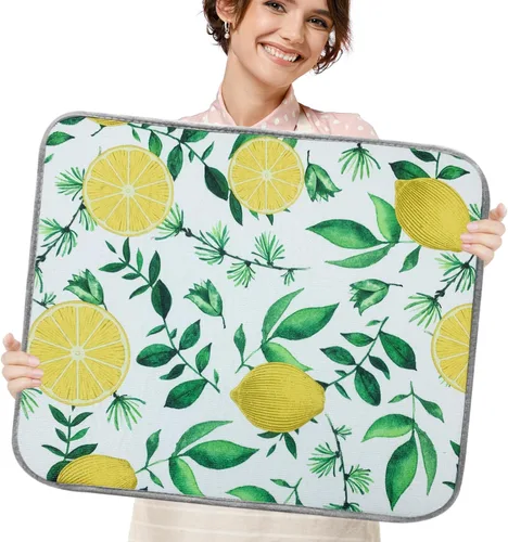 Vista 15 de SHIYUE Tapete de secado de platos para encimera de cocina, súper absorbente, decoración de cocina de primavera, tapete de secado de microfibra