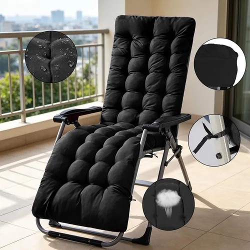 Vista 6 de Moclever Zero Gravity - Cojín para silla de 67 x 22 x 3 pulgadas, almohadilla reclinable acolchada gruesa con 6 lazos seguros, cojín de apoyo suave