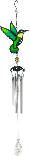 Vista 8 de Red Carpet Studios Windchime - Campanilla de viento de imitación con cuentas de vidrio y cristal prismático, 29 pulgadas de largo, abejorro