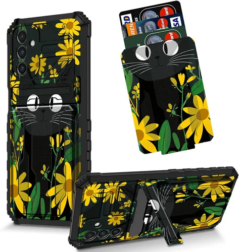 Vista 79 de Funda para Galaxy S21 FE 5G 2022 con soporte, funda de doble capa de policarbonato duro de TPU suave, estampado de vaca, estampado animal