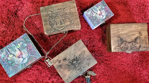 Vista 3 de JB&C Premium Joyero de abeja grabado, hermosa caja de recuerdos Organizador de soporte decorativo Idea de regalo para el día de San Valentín