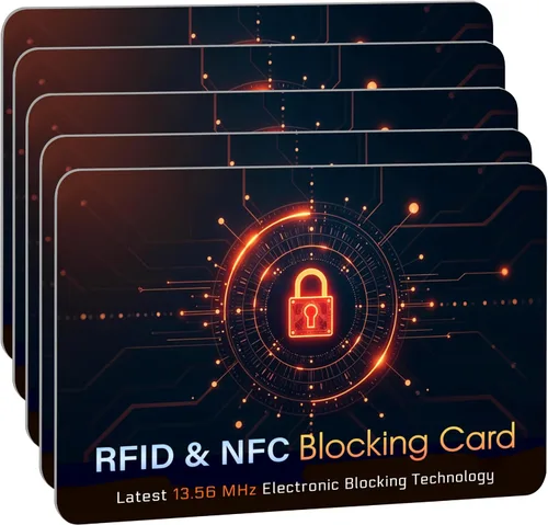 Vista 19 de SaiTech IT Paquete de 5 Tarjetas de Bloqueo RFID, Una Tarjeta Protege Toda la Billetera y Cartera, Protector de Tarjetas de Débito y Crédito