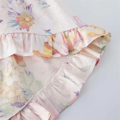 Vista 3 de Vestido de bebé de algodón casual de verano floral vintage para niñas