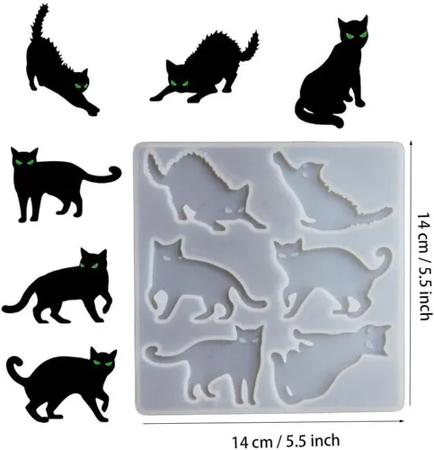 Vista 6 de Molde de resina para gatos, lindos moldes de silicona epoxi para colgante, molde de fundición para joyería de bricolaje, collar, aretes, ornamento