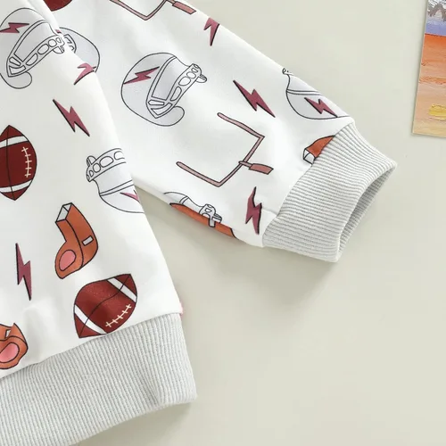 Vista 6 de Conjunto de 2 piezas de ropa de otoño e invierno de punto gofre, sudadera de manga larga y pantalones