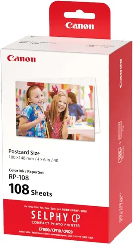 Vista 10 de Canon Selphy CP1500 Impresora fotográfica compacta inalámbrica (negro) + juego de tinta/papel a color de alta capacidad RP-108, impresiones de 4 x 6