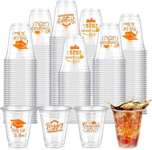 Vista 12 de Eaasty 200 tazas de graduación de 12 onzas 2026 vasos de plástico desechables para la clase de 2026, fiesta de graduación, felicitaciones, Azul