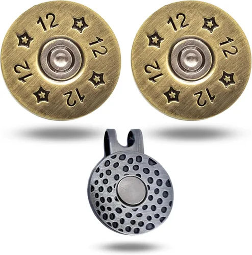 Vista 3 de Full Metal Markers Marcador de pelota de golf de metal magnético único calibre 12 con clip para sombrero para hombres y mujeres escopeta