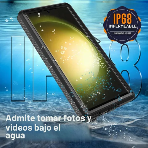 Vista 4 de Funda impermeable para Samsung Galaxy S23 Ultra, con protector de pantalla integrado, a prueba de polvo, a prueba de golpes, de cuerpo completo