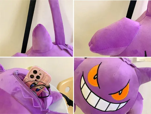 Vista 8 de PSNFDU Mochila de animales de peluche para jugar a la escuela, regalo de anime para adolescentes y niños, niños y niñas, Púrpura