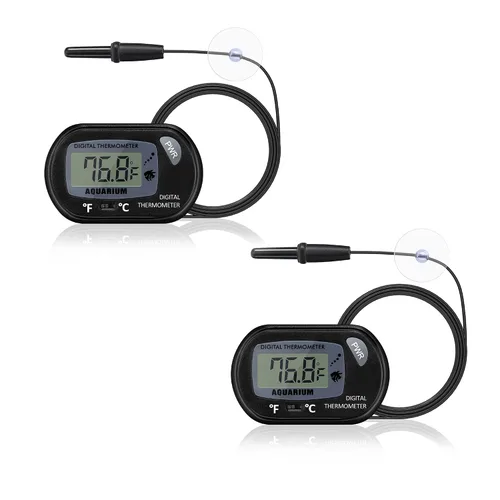 Vista 9 de DaToo Termómetro de acuario con pantalla LCD grande Fahrenheit/Celsius(℉/℃) Termómetro de tanque de peces para acuario, reptil, terrario, termómetro