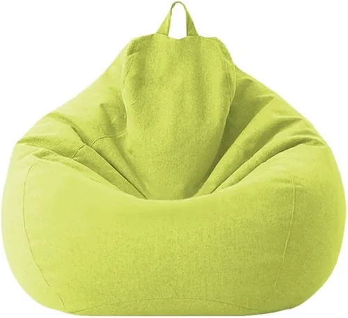 Vista 19 de SXBCyan Funda para puf, funda grande de lino y algodón, fundas para sofá, sillas, puff relax (color beige, blanco, funda, tamaño: M - 27.6 in)