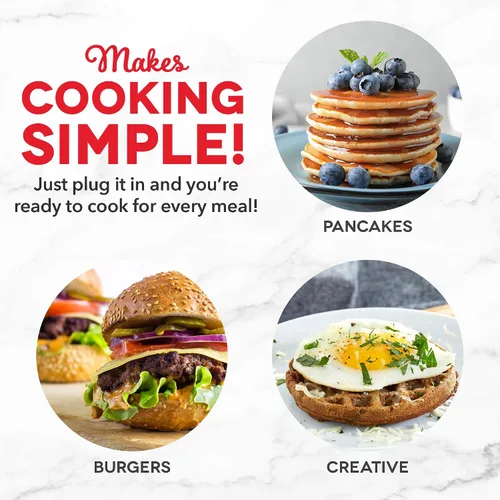 Vista 7 de DASH Mini Máquina para Hacer Waffles + Plancha, Paquete de 2 Máquina para Waffles + Plancha - Rojo