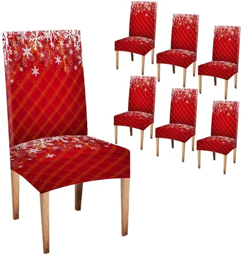 Vista 87 de CAPSCEOLL Christmas Dining Chair Covers,Snowflakes Festive Winter Pattern Stretch Chair Covers for Dining Room Set of 2 Washable Spandex Parson