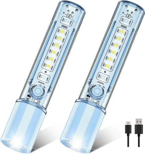 Vista 11 de VAVOFO Linterna LED, cuerpo de aluminio, linterna LED EDC púrpura - USB-C recargable, impermeable, enfoque de zoom, 3 modos, estroboscópico