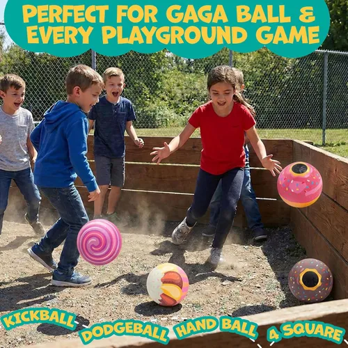 Vista 3 de SCS Direct Gaga Ball - Pelotas para patio de recreo (8.5 pulgadas) con bomba de aire, paquete de goma duradera para recreo, dodgeball, kickball