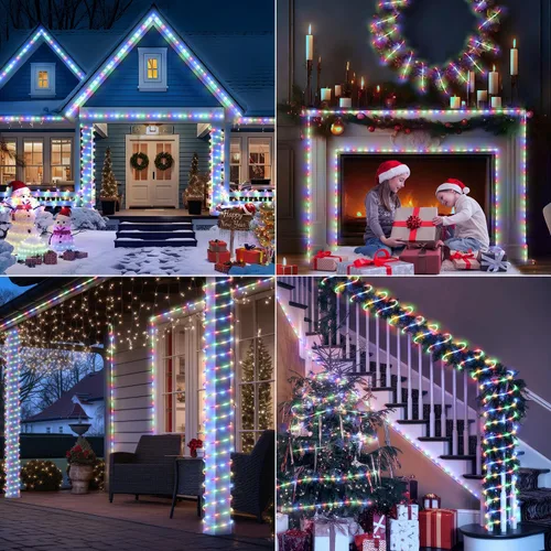 Vista 3 de OMIKA Luces de cuerda conectables de 66 pies con 800 LED para exteriores, luces de cuerda LED multicolor con enchufe y control remoto con Varios