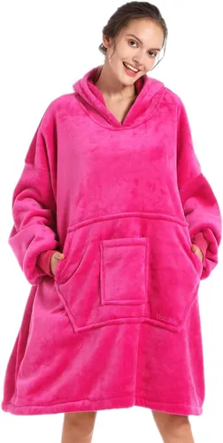 Vista 13 de REDESS Blanket Hoodie Sweatshirt, Wearable Blanket Oversized Sherpa Hoodie Beige