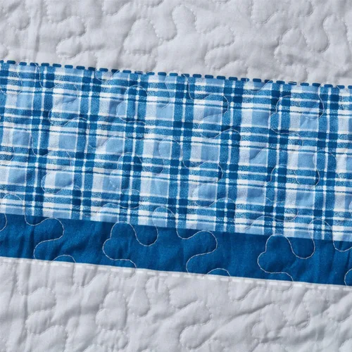 Vista 5 de Legacy Decor Colcha reversible de 3 piezas, diseño de retazos azules y blancos, microfibra ultra suave, tamaño individual