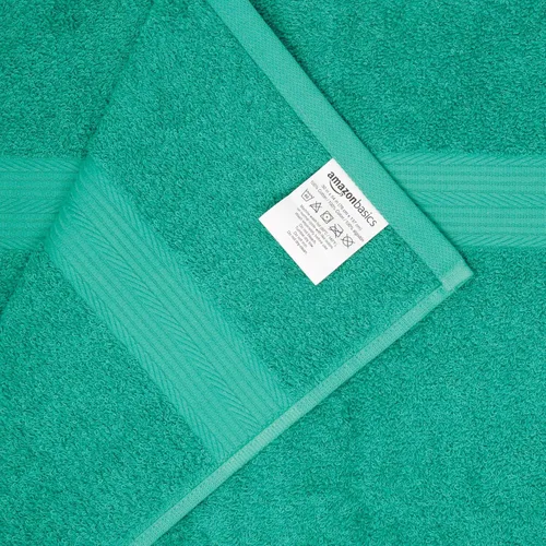 Vista 3 de Amazon Basics Juego de 6 toallas de gran tamaño resistentes a la decoloración, 100% algodón, altamente absorbentes, suaves, color verde azulado, 2