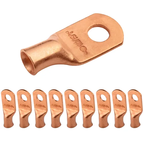 Vista 179 de SELTERM - 5 terminales de anillo resistentes para cable de batería, calibre 1/0 AWG, pernos de 1/2 pulgadas, terminales de calibre 0, ojales