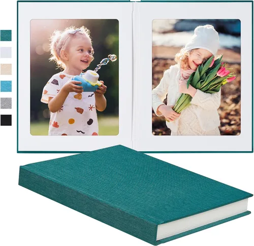 Vista 10 de Álbum de fotos Pssoss 8x10 con espacio para escribir, cubierta de lino, álbum de fotos de 8x10, libro que contiene 20 fotos, ideal para álbumes