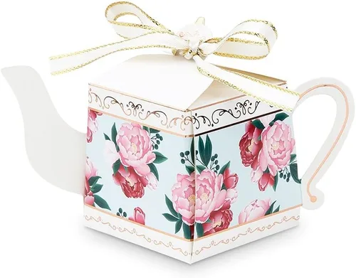 Vista 7 de Cajas de papel de regalo de boda de forma única, hoja de palmera, juego de 10