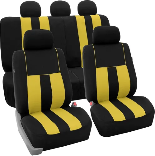 Vista 32 de FH Group Juego completo de fundas de asiento de coche de tres filas a rayas, compatible con bolsas de aire y listas para dividir, ajuste universal