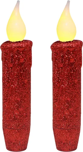 Vista 18 de CVHOMEDECO. Velas LED sin llama con purpurina parpadeantes que funcionan con pilas, con temporizador para el hogar, boda, Halloween, decoración