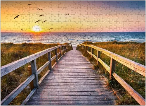 Vista 7 de MyPuzzle Sunset On Dune Beach in The North Sea - Rompecabezas de 100 piezas prémium para adultos