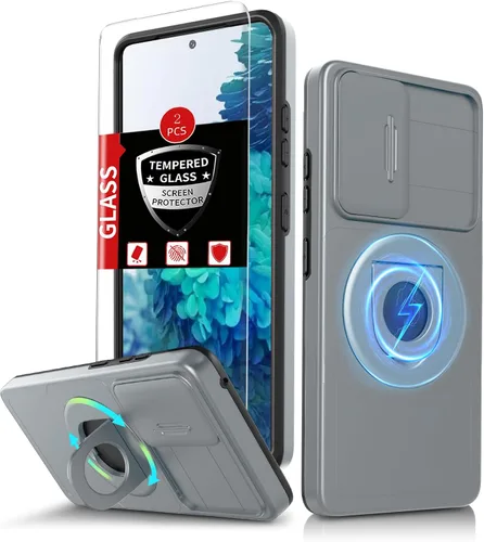 Vista 26 de Funda para Samsung Galaxy S21 FE con 2 protectores de pantalla de vidrio templado, funda con función atril para Samsung Galaxy S21FE con cubierta