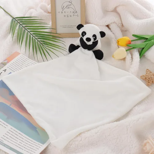 Vista 2 de Apricot Lamb Manta de seguridad de animales de peluche, panda, manta de personaje para guardería, felpa de lujo para acurrucarse