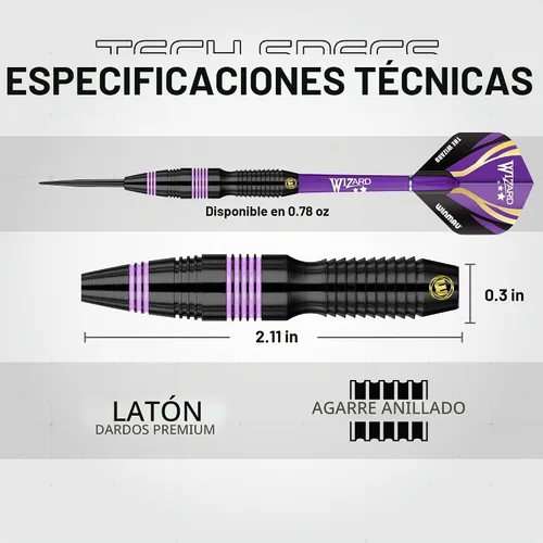 Vista 5 de WINMAU MvG vs Wizard - Juego de dardos de punta de acero – Juego doble