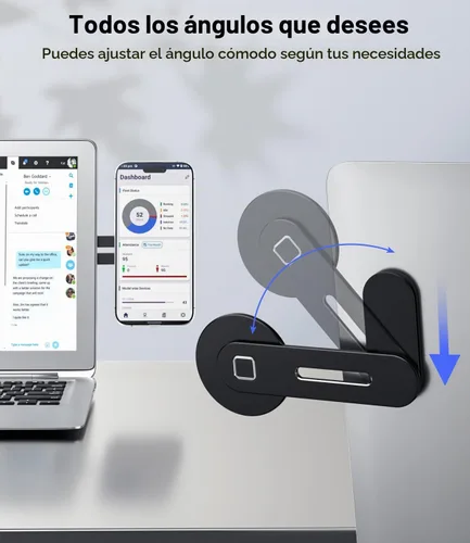 Vista 5 de CloudValley - Soporte ajustable para laptop, soporte magnético para teléfono, clip lateral delgado de aluminio para monitor de computadora