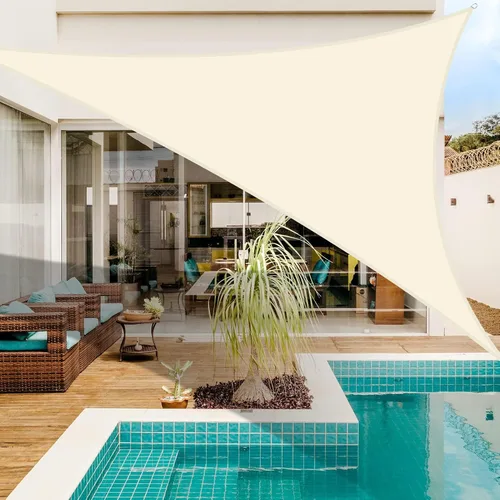 Vista 22 de Neween Toldo Vela, 6'7'' x 6'7'' x 6'7'' Toldo Vela Triangular Impermeable para Patio Jardín Cubierta Pérgola Exterior Toldo Vela 98% Bloqueo UV