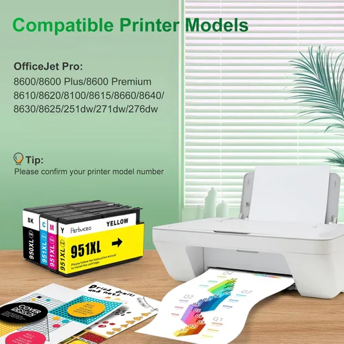 Vista 2 de Cartuchos de tinta 950 951 de repuesto para HP 950 951 XL compatible con impresora HP OfficeJet Pro 8610 8600 8620 8100 8630 8625 8615 8660 276dw