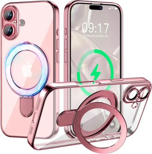 Vista 39 de Funda magnética para iPhone 14 Pro con soporte invisible [compatible con MagSafe] [protector completo de lente de cámara]