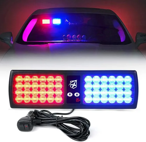 Vista 16 de Xprite - Luces estroboscópicas Amber de 48 LED para visor, luces interiores de parabrisas y protector solar, luces de advertencia de peligro