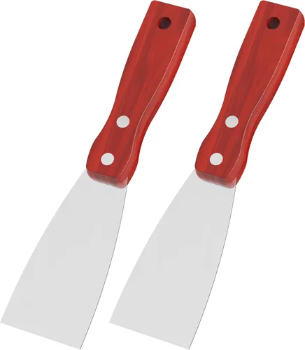 Vista 11 de Cuchillo de masilla, 2 herramientas raspadoras de acero inoxidable de 1 pulgada, cuchillos de metal con mango de madera para paneles de yeso