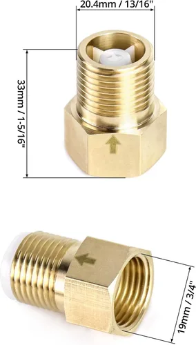 Vista 6 de QWORK Válvula de retención unidireccional de latón, hembra de 1/2" a rosca macho de 1/2" de prevención de reflujo