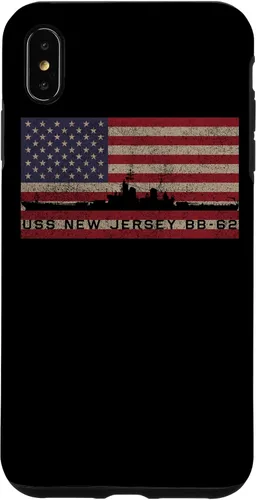 Vista 10 de Funda para iPhone 12 Pro Max USS New Jersey BB-62 WW2 de la bandera estadounidense de EE.UU.