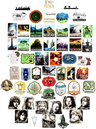 Vista 2 de Pegatinas de vinilo Conquest Lord of the Rings 60 Unique Stickers Including 5 Holograms, Waterproof, UV and Scratch Resistant, Officially Licensed