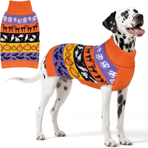 Vista 16 de KYEESE Suéter de Navidad para Perro, Suéter Cálido de Cuello de Tortuga para Perros Pequeños Macho y Hembra con Patrón de Copo de Nieve y Reno, Ropa