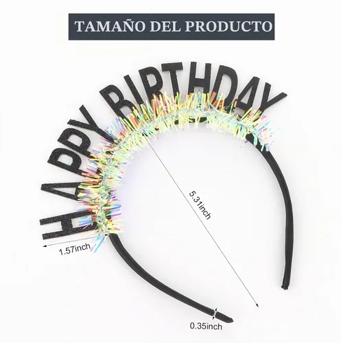 Vista 5 de CIEHER - Diadema de corona de cumpleaños para mujeres y niñas, regalos de decoración de feliz cumpleaños, color negro