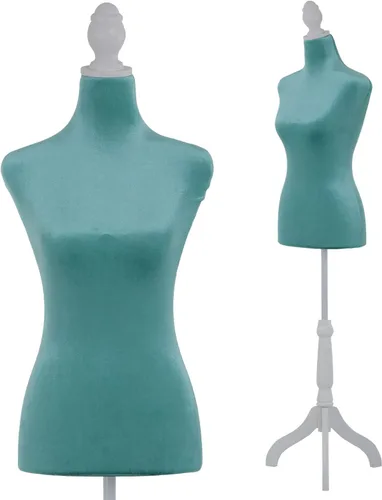 Vista 11 de Vestido de maniquí femenino con altura ajustable de 49.6 a 63.4 pulgadas, con trípode de madera para ventana, tienda, joyería, costura (negro)