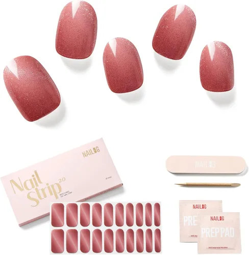 Vista 16 de Tiras de Gel para Uñas Semi Curadas, NAILOG 20 piezas Calcomanías de Uñas de Larga Duración que Funcionan con Cualquier Luz UV, Envolturas con Aurora