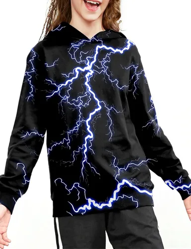 Vista 4 de Linnhoy Sudaderas con capucha para niños y niñas con estampado digital 3D de 6 a 15 años