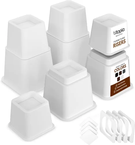Vista 13 de Utopia Bedding - Elevadores de cama ajustables de 3, 5, 8 pulgadas - Juego de 4 elevadores de muebles resistentes para camas, sofá y escritorio