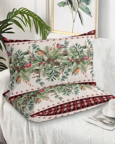 Vista 2 de Fundas de almohada navideñas de tamaño estándar, 2 paquetes de fundas de almohada suaves para cama, fundas de almohada para sofá de cuerpo largo
