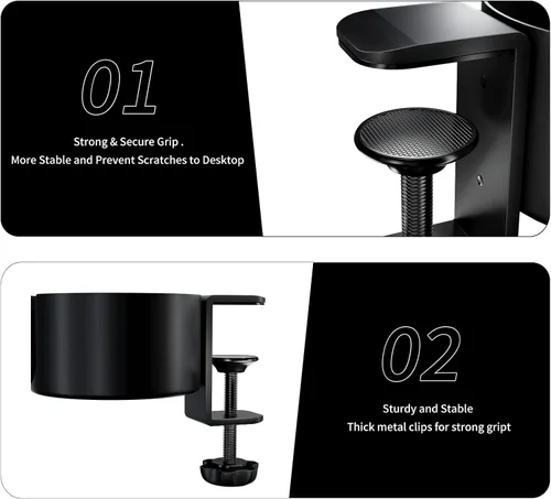 Vista 4 de OOKUU - Portavasos antiderrames para escritorio o mesa, accesorios de escritorio resistentes y duraderos, fácil de instalar, suficiente
